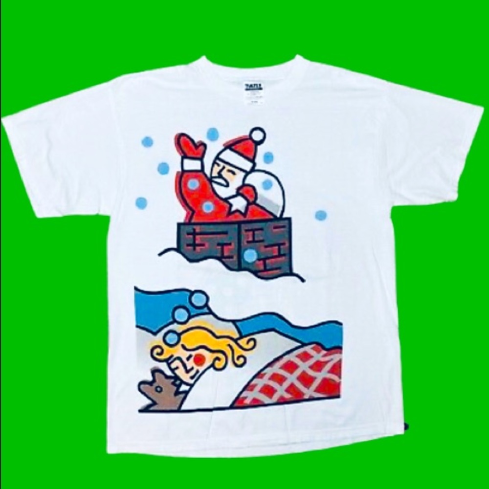 Vintage 90s USPS Santa Christmas All Over Print T-Shirt 1996 Postal Stamp Sz XL